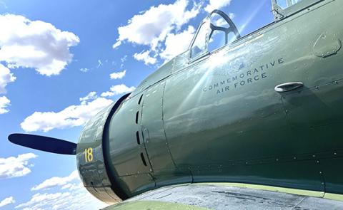 One of four Commemorative Air Force T6 planes to visit the Childress Airport last week. COURTESY PHOTO / CHILDRESS AIRPORT