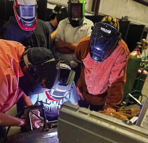 Clarendon College instructor visits welding students