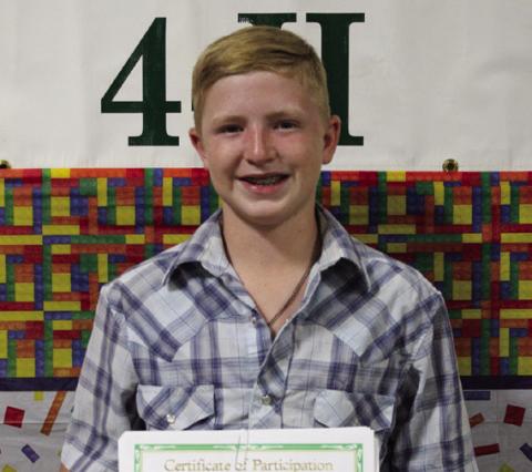 Sterling Bruce participated in Beef Cattle, Consumer Education, Food and Nutrition, Horse Entomology, Meat Science, Photography and Promote 4-H and was Junior High Club Vice President.