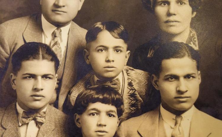 Abraham Family Portrait, including, front row: Edward; second row, from left: Naceeb, Malouf and Tom; third row, from left: Nahim and Alia. Photos Courtesy of Dr. Mike Wolf’s Collection