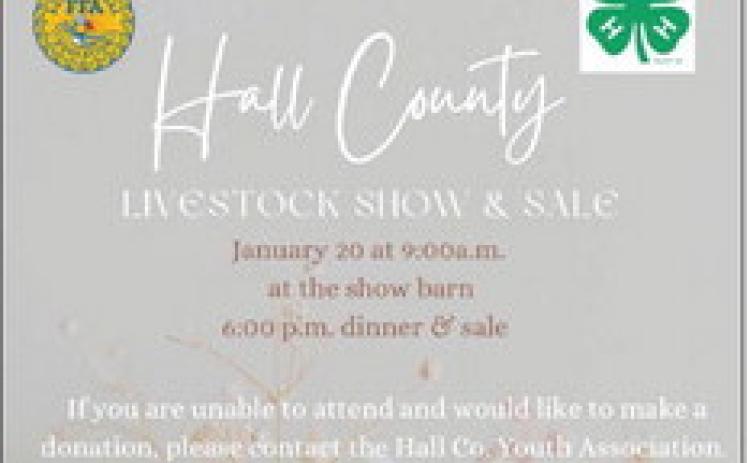 The Hall County Jr. Livestock Show will welcome dozens of exhibitors this weekend, Saturday, Jan. 20, at the Hall County Show Barn. Graphic Courtesy of Hall County Youth Association