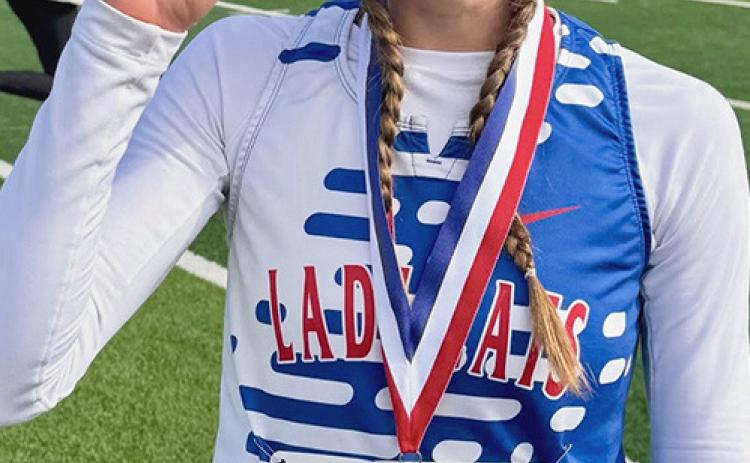 Selah Smith, a sophomore, is the sole Childress advancer, taking the 2026 Girls’ District Cross Country Championship. She will compete at the area meet in Lubbock on Oct. 26. COURTESY PHOTO
