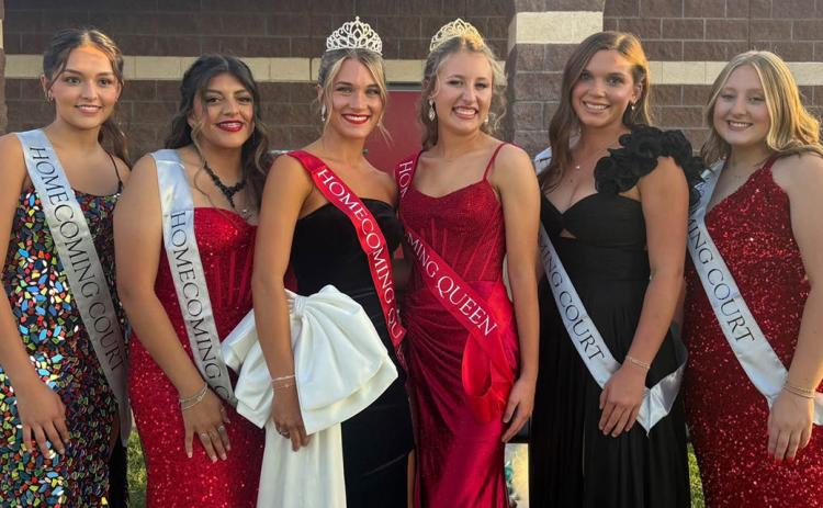 Wellington High School 2026 Homecoming Royalty, including second runner-up Football Queen Ingrid Granadoz, first runner-up Band Queen Ava Acosta, Football Queen Maggie Tillman, Band Queen Elli Ouellette, first runner-up Football Queen Ceighley Killian, second runner-up Band Queen Allie Duncan. See page 4B for a complete list including the male royalty. COURTESY PHOTO / SANDIE KILLIAN