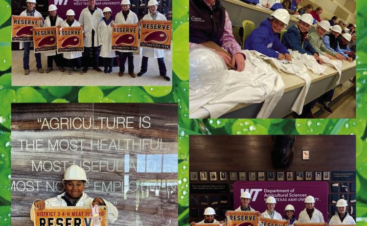 Childress students compete at a recent FFA competition, hosted at West Texas A&amp;M University in Canyon. Earning the District 3 4-H Meat Judging Intermediate Team Reserve Grand Champion, Bryson Session was the fourth high-point individual. Photos Courtesy of Shirece Bruce