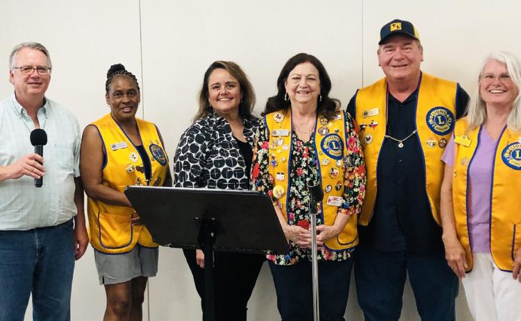 During the Monday, Aug. 4 meeting of the Wellington Lions Club, Lion Neal Odom led in singing “Happy Birthday” and “Happy Anniversary” to Lions with August celebrations and “I’ve Got That Lion Spirit.” From left: Odom, Cynthia Patterson, Lucy Owens, Margret Woods, Dave Hall, Lori O’Rear. The Red River Sun/Bev Odom