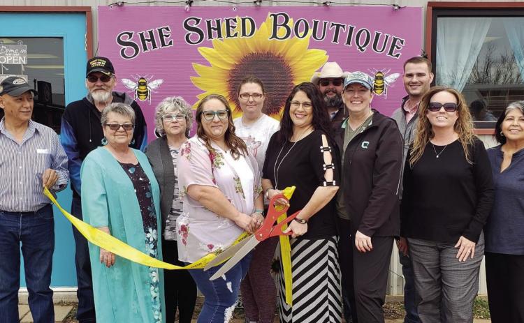 The Childress Chamber of Commerce welcomes newest chamber member The She Shed Boutique, 1403 Ave. F NW, which recently celebrated its one-year anniversary Wednesday,March 1. Photo Courtesy of Childress Chamber of Commerce