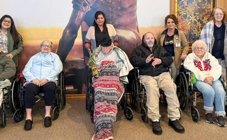 Memphis Convalescent Center residents, joined by a group from the McLean Care Center, hit the road, stopping in Groom to view the monument “Cross of Our Lord Jesus Christ.” Memphis Convalescent Center