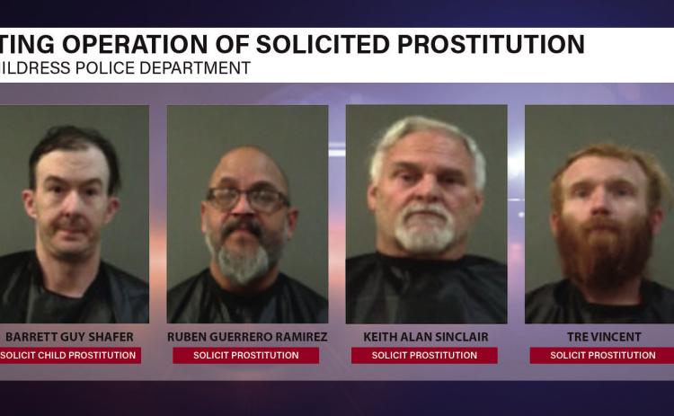 The Childress Police Department led a multi-agency operation Thursday, Nov. 20-Friday, Nov. 21 at a local hotel, combating the solicitation of prostitution of minors and adults, which led to multiple arrests. Childress Police Department