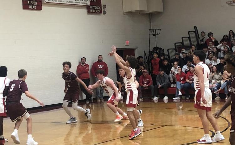 Wellington’s TJ Salinas makes free throws in the aggressive contest Friday, Jan. 19 as the junior varsity (JV) Rockets hosted the Clarendon Broncos. Wellington took the 47-29 win, leading 23-18 at the half. High-point scorers for Wellington included Callen Kane with 14 points and Salinas with 10. Others scoring were Noah Cantu and Kamron Brooks with nine points each, Conner Bowen with three and Hunter Hedrick with two. The Red River Sun/Bev Odom