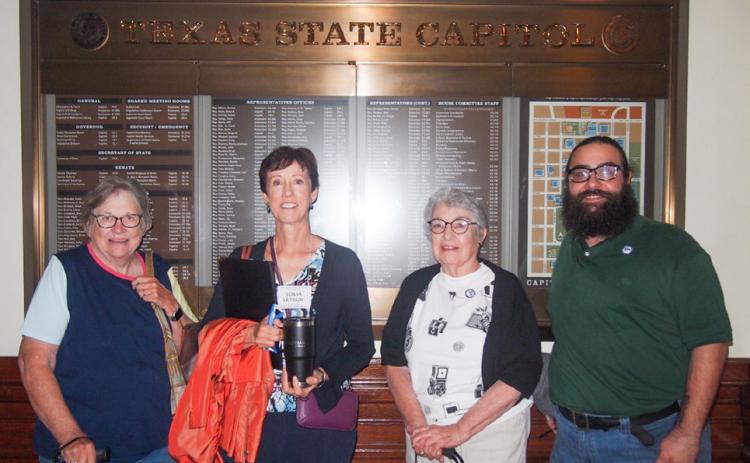Texas Democratic County Chairs from the Texas Panhandle pause for a photo in the Capitol Building enroute to the Texas County Chairs Association meeting. From left are Jean Taylor, of Donley County, Sonia Letson, of Armstrong County, Grace Holman, of Childress County, and Bert Couch, of Moore County. The four also attended the Texas Secretary of State Elections Division 22nd Biennial Election Law Seminar for County Chairs. Courtesy Photo