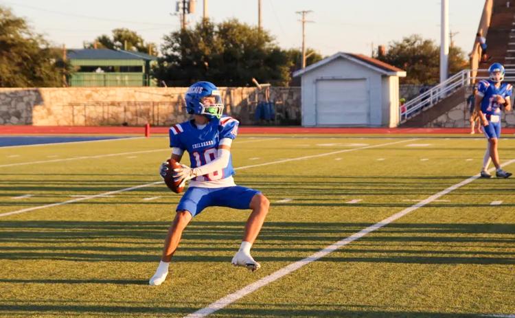 Childress’ Luke Rodriguez hurls a pass against City View Friday, Sept. 26 at Fair Park Stadium in Childress.