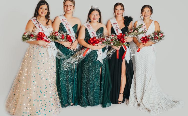 The historic Ritz Theatre served as the site for the crowning of the 2025 Miss Wellington Scholarship Pageant queen, freshman Ava Peters, center, at 3:30 p.m. Saturday, Oct. 4. The court includes third runner-up, freshman Kaycee Martinez, left; second runner-up, senior Rylyn Colson; Peters; first runner-up, junior Ceighley Killian; and third runner-up, senior Treylea Wiebe.