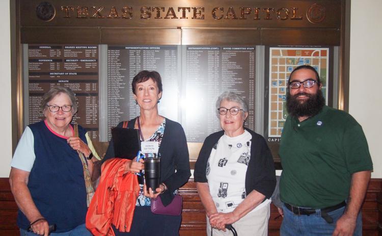 Texas Democratic County Chairs from the Texas Panhandle pause for a photo in the Capitol Building enroute to the Texas County Chairs Association meeting. From left are Jean Taylor, of Donley County, Sonia Letson, of Armstrong County, Grace Holman, of Childress County, and Bert Couch, of Moore County. The four also attended the Texas Secretary of State Elections Division 22nd Biennial Election Law Seminar for County Chairs.