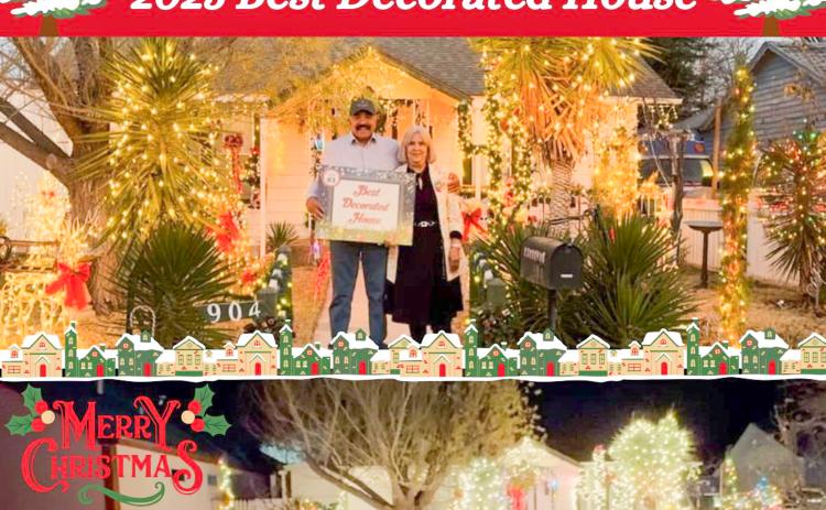 The Collingsworth County Chamber of Commerce congratulates Alfonso and Linda Escobedo for being the 2025 Best Decorated House. Located in the 900 block of Dalhart St., take some time to drive by to view the light display and enjoy the faint Christmas music.
