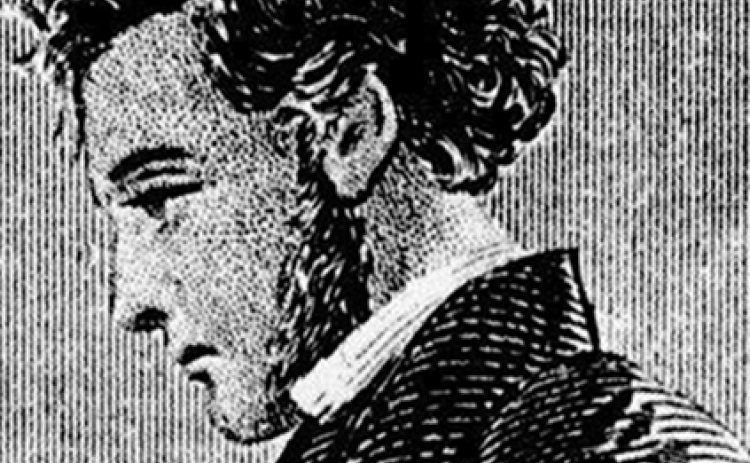Steel engraving of James Collinsworth from the book, "Tragedy in Texas," 1890.