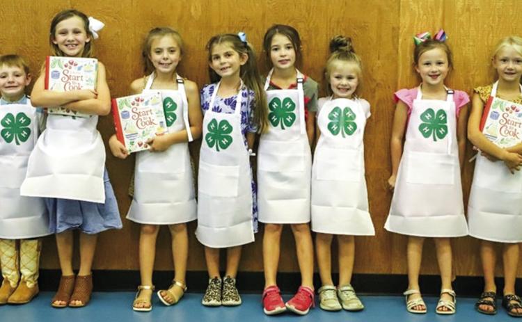 Clover Kids Collingsworth County Food Show contestants include Braxton Sims, left, Raylie Sims, Briley Holton, Jenna Faulks, Peyton Roberson, Brynlee Holton, Kaizley Byers and Cora Henard. Courtesy Photos