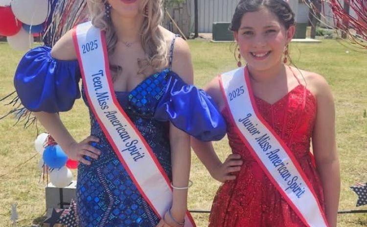 Sponsored by the Miss Jackson County Pageant, two young Wellington ladies brought home titles from the Saturday, June 28 affair in Altus, Okla. Wellington High School sophomore Anna Needham garnered the title of 2025 Teen Miss American Spirit. Additionally, Wellington Elementary Sparkler Callahan Cantu earned the title of 2025 Junior Miss American Spirit. Wellington High School