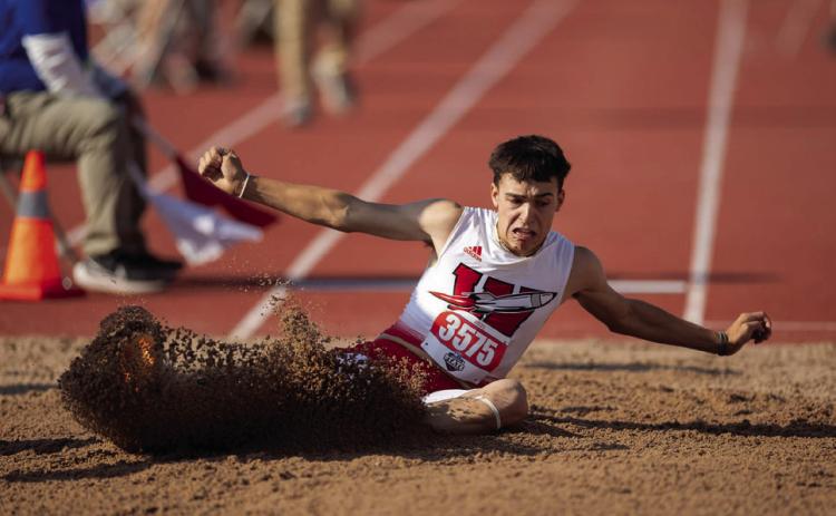Wellington’s Major Brown earns bronze in the long jump at the UIL State Track and Field Championships Friday, May 2 in Austin. Press Pass Sports/Joe Garcia III