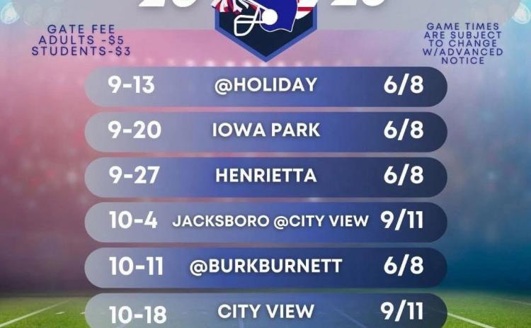 Childress Lil Cats release tackle football schedule