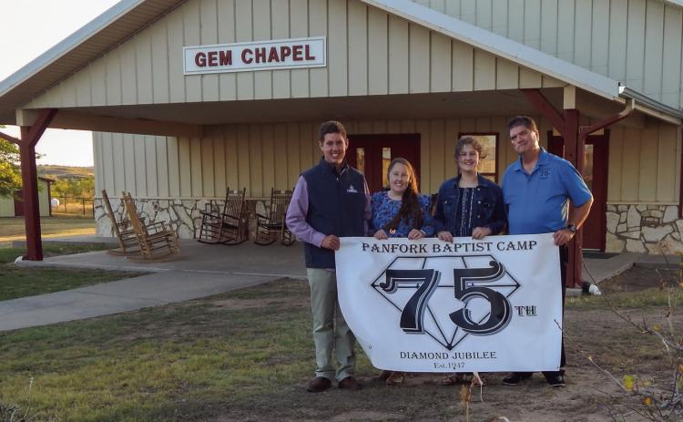 Panfork Baptist Encampment Director Scott Willingham, right, and his family, including son Aaron, wife Michele and daughter Sarah, welcome everyone to the 75th diamond jubilee festivities this weekend. The Willinghams made Collingsworth County their home just this past August. “We feel very blessed to be here,” said Scott Willingham. The Red River Sun/Bev Odom