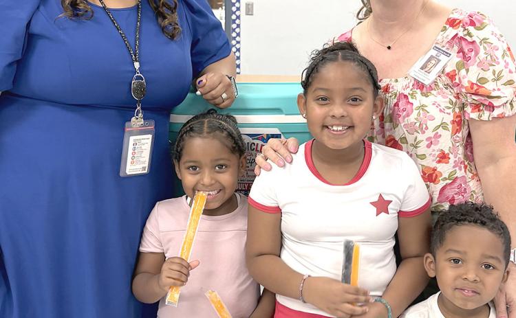 New Childress Elementary Principal Kendra Almanza (left) stands with Assistant Principal Allison Taylor and students Hannah, Aubrey, and Asher Harris during last week’s Popsicles with the Principals event. Stepping into her new role at Childress Elementary School, Almanza is returning home to her roots to give back to the community that shaped her life and her career, and she aims to create a culture of kindness, accountability, teamwork, and excellence. INTREPID PHOTO / AARON RAMOS