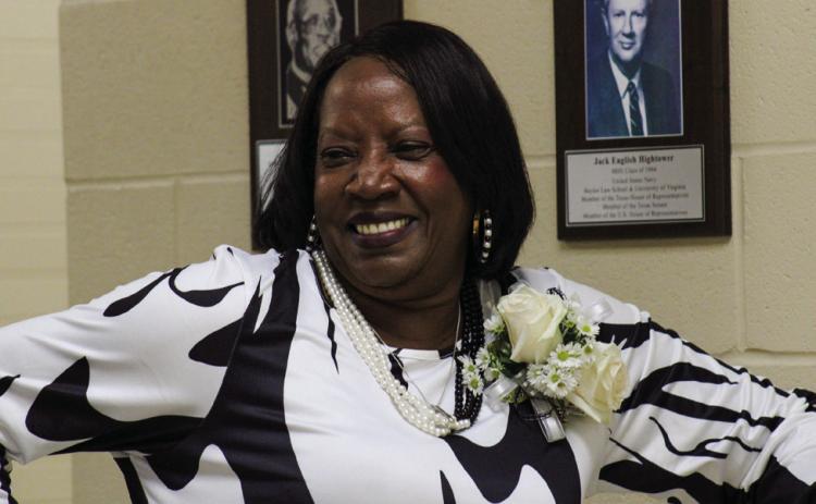Demetrice Lachille Henderson Stephens, Memphis High School Class of 1975, is inducted into the Memphis Independent School District Hall of Honor Friday, May 23 at Memphis High School. Additional inductees included the late Alicia Faye Berry, Memphis High School Class of 1977, and the late Herbert Hartman, Memphis High School Class of 1950. The Red River Sun/Elizabeth Tanner