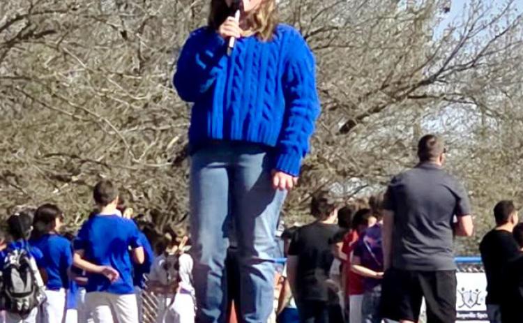 Monson Music Studio student Kinzlee Willis performs the National Anthem during the 3rd Annual Childress Little League Opening Day Fest, which included a vendor market, followed by the first games of the season, Saturday, March 26 at Rock Field. Monson Music Studio