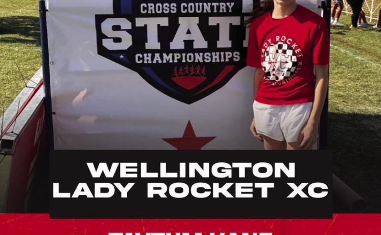 Wellington’s Taytum Kane recently competed in the 2A UIL State Cross Country Championships, finishing 11th out of 151 competitors with a personal record time of 12:16.70 Friday, Nov. 1 at Old Settlers Park in Round Rock. Her first time to compete on the state level, Kane, a freshman, missed the medal stand by one place. Courtesy Photo