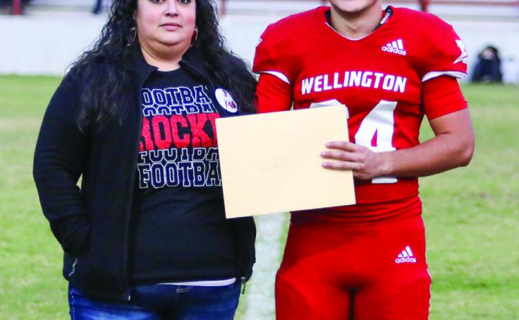Prior to the final home football game, held Friday, Oct. 25, Wellington High School recognized seniors active in football, cheerleading and band. Eric Garcia is the son of Neomie Garcia and Patrick Garcia. He has played varsity football for the Rockets for two years.