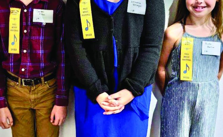 Monson Music Studio piano students Carter Keys and Athena Stingel, of Childress, and Rafe Barlow, of Wellington, compete at the Wichita Falls Fall Music Festival Saturday, Nov. 18 at Midwestern State University. Courtesy Photo