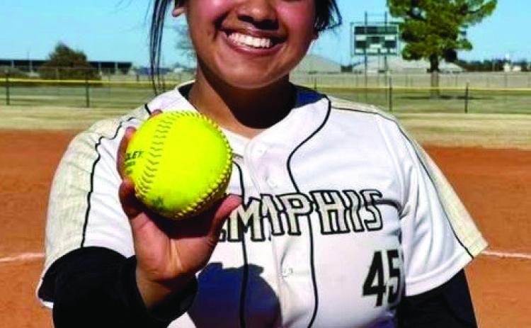 Memphis’ Keona Pierson hits a grand slam against Borger during the Pampa Tournament Friday, Feb. 28. Memphis ISD