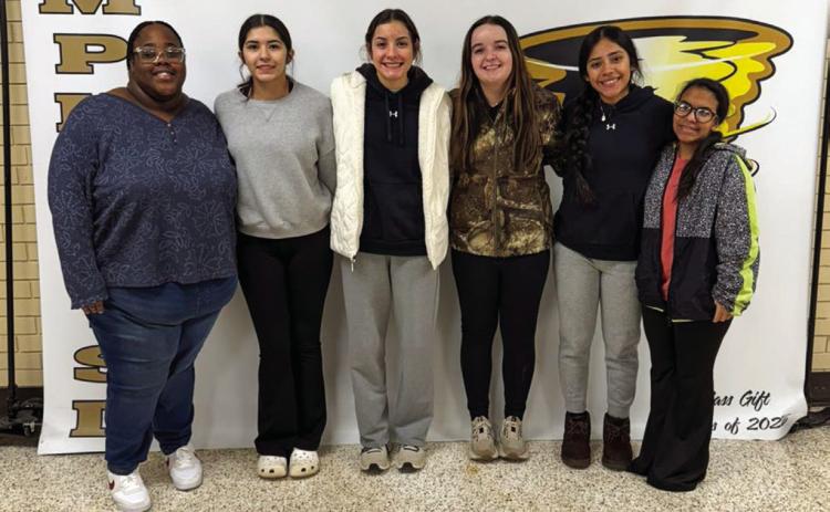 Memphis Lady Cyclones, including Tanasia Grays, Alexis Diaz, Analise Graham, Kali Murphy, Juliana Soto ad Jasmyne Gilchrest, are named to the third six weeks A honor roll. Not pictured is Aileen Martinez, Zada Todd and Dayami Villa. Photos Courtesy of Memphis ISD