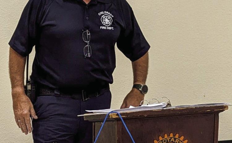 Childress Rotary Club welcomes Childress Fire Department Fire Inspector