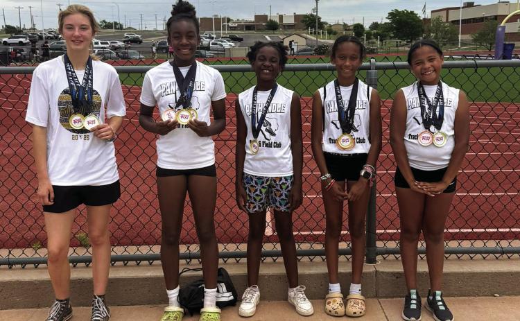 Texas Panhandle Track and Field Club athletes compete at the RUN West Texas track and field meet Saturday, May 17 at River Road High School in Amarillo. Texas Panhandle Track and Field Club