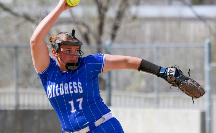 Childress’ Ansley Parr strikes out 13 hitters in the Lady Cats’ 11-1 victory over River Road Friday, March 20 in Amarillo. Press Pass Sports/Tyler Anderson