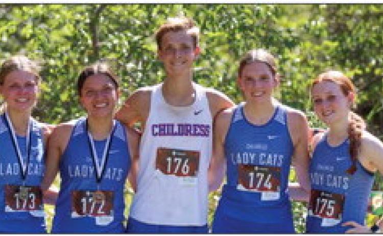 Childress High School cross country athletes, including Sophie Stephens, left, Clarissa Gamboa, Austin Bradley, Natalie Pierce and Brooke Pierce, compete in a recent cross country invitational. Through the Lens of Liz/Elizabeth Oronia