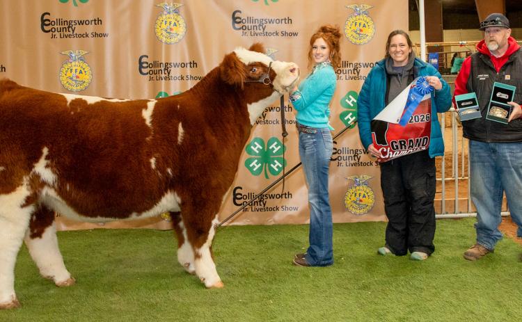 Bailey Page exhibits the Grand Champion Steer, purchased by Wellington State Bank and Buck Creek Ranch at the Premium Sale. Uplift Imaging