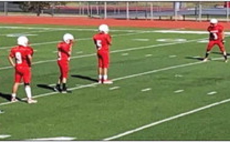 Seventh-grade Firecrackers lineup for kick off against Bushland at River Road, earning a second consecutive shutout with a 22-0 win. Courtesy Photo