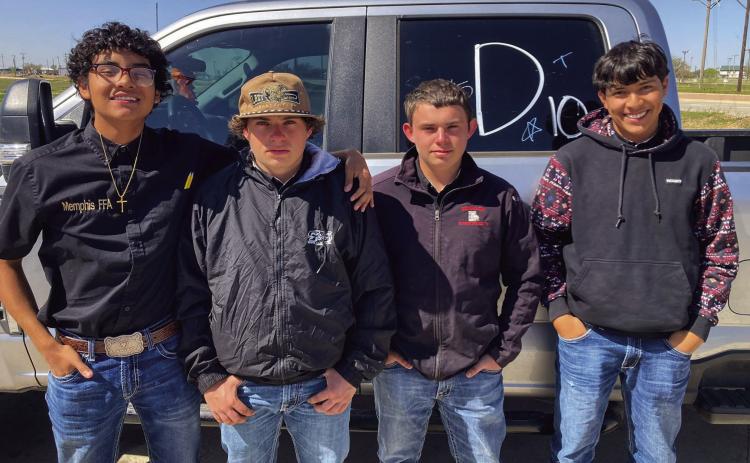 Memphis High School Future Farmers of America (FFA) members compete in the Area 1 Qualifying Range and Wildlife Career Development Events (CDEs) Tuesday, April 8. Competing in Wildlife Judging, the Memphis team locked in a 15th-place finish, thanks to a 42nd-place finish by Ricky Murphy, a 52nd-place finish by Steven Saucedo, a 55thplace finish by Ruston Murphy and a 58th-place finish by Richard Garcia. Memphis ISD