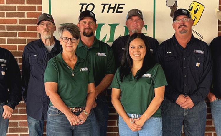 Greenbelt Electric Cooperative’s staff receive service year pins at its recent 87th Annual Membership Meeting, including: front row, Cathy Needham, 20 years; Maria Avalos, five years; back row, Stephen Bodine, 20 years; John Neeley, 15 years; Chance Henson, 10 years; Jonathan Killian, 20 years; Kevin McAnear, 15 years; and Randy White, 25 years.