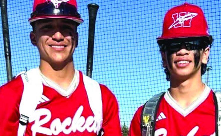 Courtesy Photo Wellington’s Alex Orozco and TJ Salinas are selected to the Floydada All-Tournament Team Saturday, March 1. Going 1-2 overall, Wellington finished the tournament with a 5-4 win over West Texas. Additionally, during the tournament, donations were accepted for the Salinas family, whose son, Dahmian Salinas, a Skyrocket player, recently suffered a baseball-related head injury.
