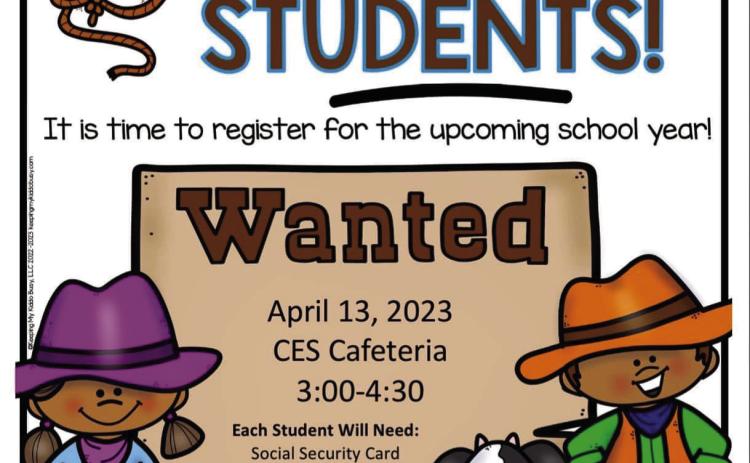 Childress Elementary School will host its annual Kindergarten Round-Up from 3-4 p.m. Thursday, April 13 in the Childress Elementary School Cafeteria. To register, the student’s social security card, birth certificate and immunization record will need to be provided, as well as the parent’s driver license. Students must be five years of age by Sept. 1. Graphic Courtesy of Childress Elementary School