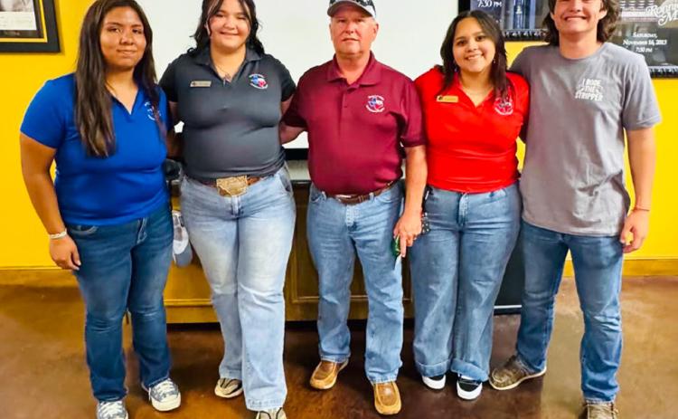Texas 4-H Water Ambassadors, including, from left, Yolanda Escovedo, Jacy Lampe, Texas A&amp;M AgriLife Extension Program Specialist II and Program Director David Smith, Anna Granadoz and Westin Wiebe, partake in the Friday, June 13 event as instructive program panelists. Mesquite Groundwater Conservation District