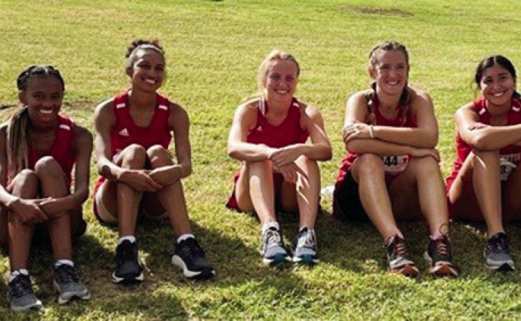 The Wellington Lady Rockets, including Charlee Bodine, Addy Mock, Angela Lewis, Alyssa Lewis, Presley Kane, Audrey Jones, Abby Garcia, Leslie Orozco and Hadlee Gomez, compete at the UIL 2A Region I Cross Country Championship Monday, Oct. 24 at Mae Simmons Park in Lubbock. Courtesy Photo