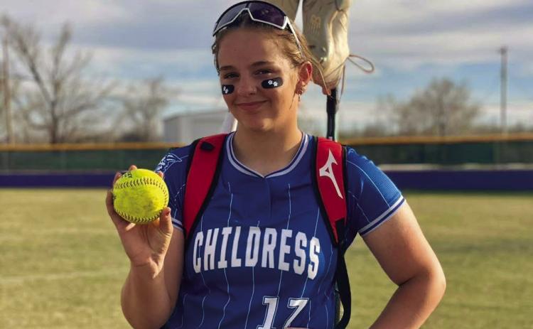 Childress’ Ansley Parr hits her fourth homerun of the season against River Road Monday, March 24 in Childress. Courtesy Photo