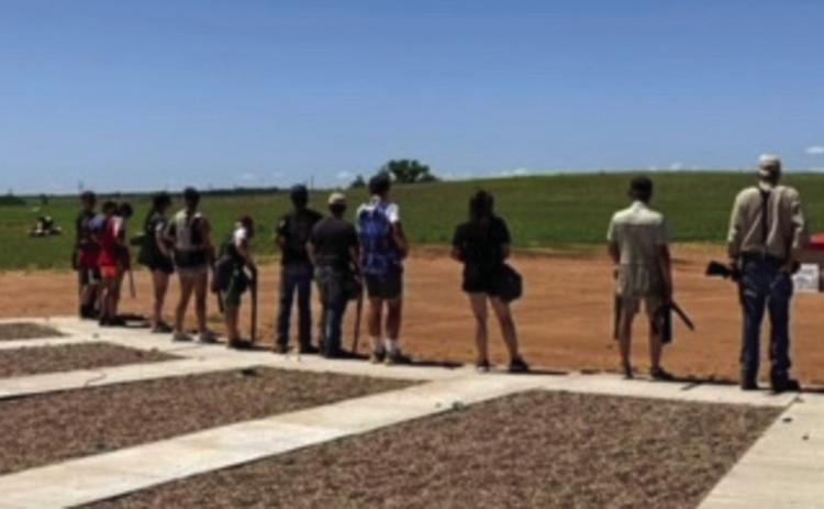 Collingsworth 4-H Shooting Sports participants warm up at Wellington Gun Club for the recent mid-July Texas 4-H Shooting Sports State Games. Courtesy Photo