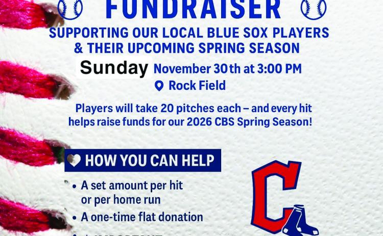 The Childress Blue Sox Baseball team will host a Hit-A-Thon fundraiser at 3 p.m. Sunday, Nov. 30 at Rock Field in Childress. Supporting the local Blue Sox players during the upcoming spring season, players will take 20 pitches each, with each hit helping raise funds. Donors will set an amount per hit or per home run, with donations due by Thursday, Dec. 5. Donors can also provide a one-time flat donation. Proceeds will help cover uniform, equipment, tournament and field expenses. Childress Blue Sox Baseball