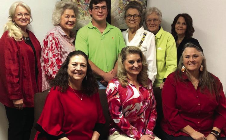 Wellington High School senior Caleb Strickland receives recognition as the LaPaisana Chapter Daughters of the American Revolution 2024-2025 Good Citizen. Front row, from left: Margret Wood, Czrena Watts, Kimberlie Parker. Back row, from left: Rhonda Colson, Vada Wood, Strickland, Sharon Starkey, Wanda Parker, Nancy Henard. The Red Rive Sun/Bev Odom