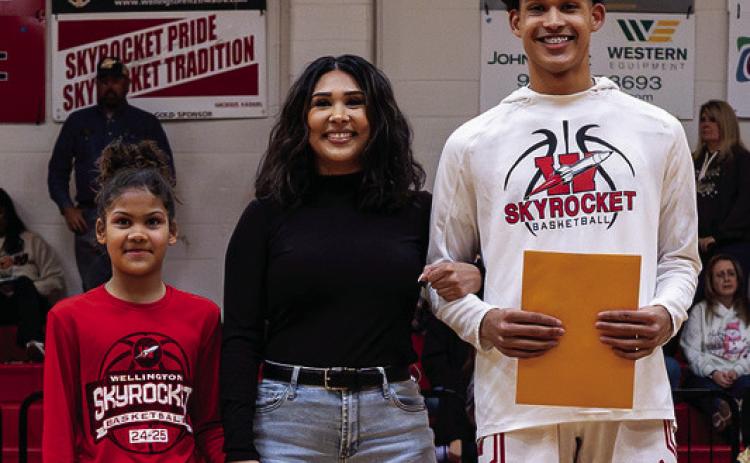 Wellington High School recognized its senior basketball players between the Lady Rocket and Skyrocket basketball games against Quanah on Tuesday, Feb. 4. Brenden Garcia is the son of Johanna Garcia. He has played varsity basketball for the Rockets for four years. After high school, Brenden plans to attend Amarillo College to major in business.