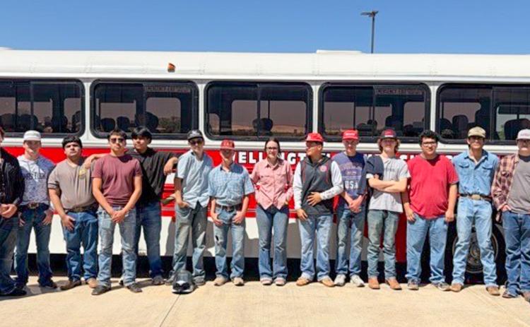 Representing Wellington Future Farmers of America (FFA), 16 members compete in the Wichita Falls Welding Contest, where they earned a plethora of certifications Thursday, April 16. From left: Salomon Cruz, Aison Skelton, Conner Bowen, Zach Garcia, Joey Orozco, Jacob Orozco, Jeremiah Hamby, Colton Jernigan, Kenady Skelton, Gustavo Soto, Carter Ouellette, Kutter Merriam, Kris Valdez, Damian Needham, Aden Marshall, Yobani Moreno. WELLINGTON HIGH SCHOOL